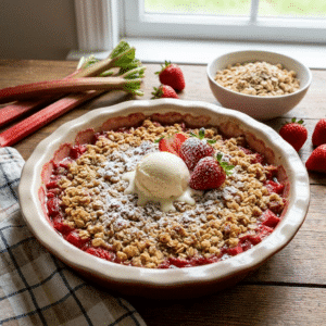 Strawberry Rhubarb Crumble with Oats